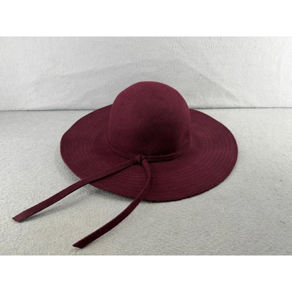 Collections Eighteen Floppy Hat Womens One Size Burgundy 100% Wool Festival Boho